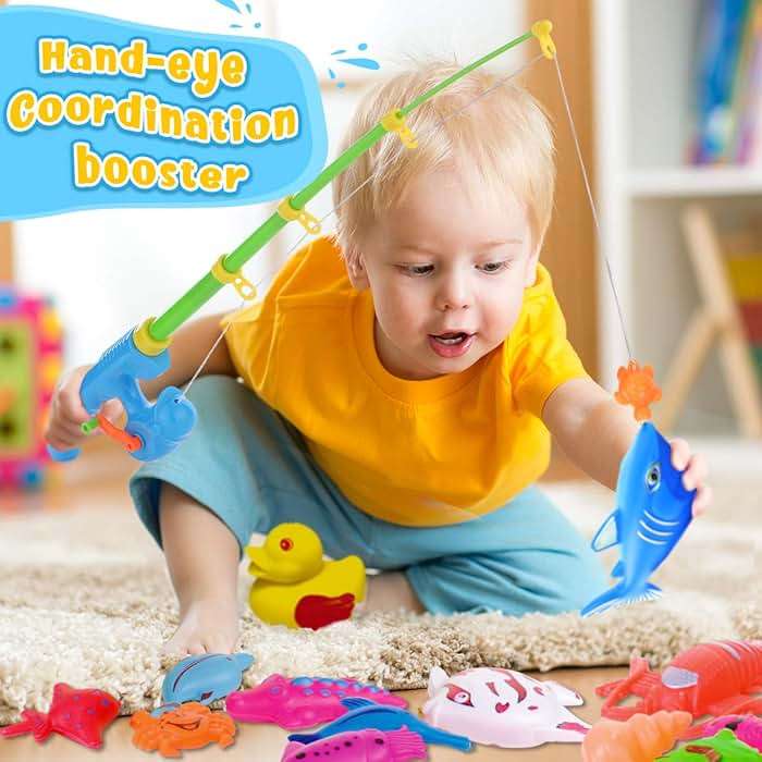 Goody King Magnetic Fishing Game Pool Party Pole Rod Net - Bathtub Outdoor Indoor Carnival Party Water Table Fish 4 Players Gift Age 3-5 6 4-8 (Large) - Image 7