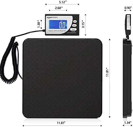 Amazon Basics Digital Shipping Postal Scale with Tare Function, Heavy Duty Weighing Platform, 660 lb Capacity, 1 Ounce Readability, Portable, Black - Image 3