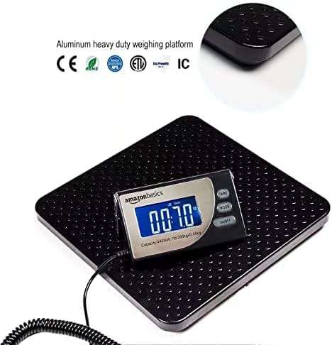Amazon Basics Digital Shipping Postal Scale with Tare Function, Heavy Duty Weighing Platform, 660 lb Capacity, 1 Ounce Readability, Portable, Black - Image 6