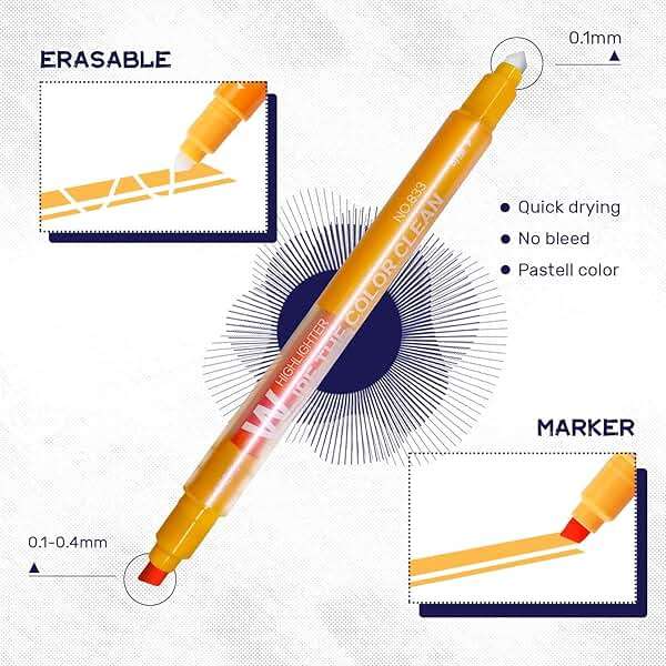 YOOUSOO Erasable Highlighters, Bible Highlighters No Bleed, Dual Tip Pastel Erasable Highlighter Assorted Colors, Color Tip & Eraser Tip Highlighter Markers for Bibles Journaling School Supplies - Image 5