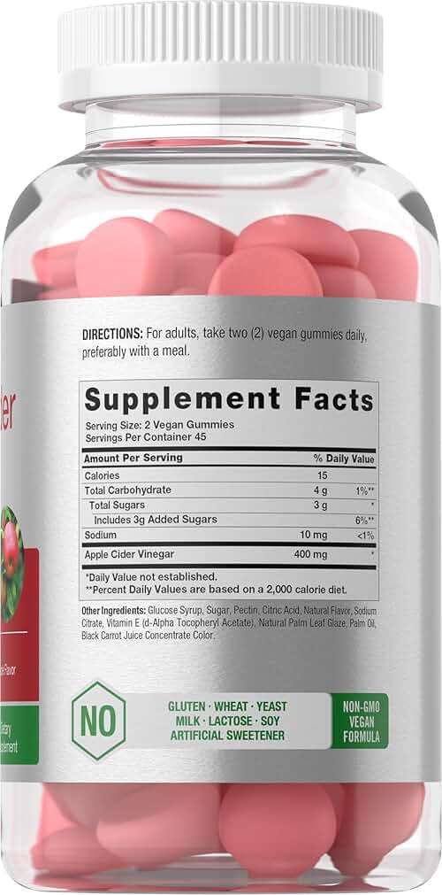 Horbäach Apple Cider Vinegar Gummies | 90 Count | Apple Flavor ACV Dietary Supplement for Adults | Vegan, Non-GMO & Gluten Free - Image 2