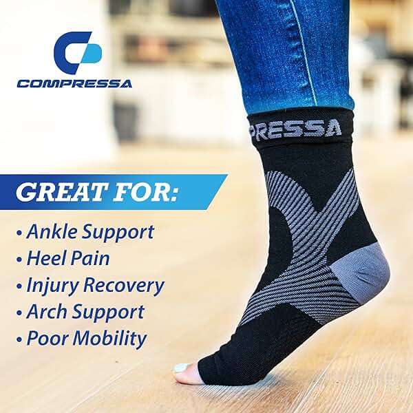 Compressa Compression Socks for Women & Men - Ankle Compression Sleeve with Premium Non-Slip Support Joint Pain, Muscle Recovery, Arthritis Relief, Injury Recovery, & More (1 Pair - Open Toe) - Image 2