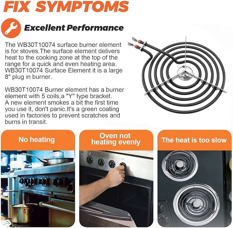 【Upgraded】 8" WB30T10074 Electric Stove Burner for GE Hotpoint Stove Oven Coil Surface Heating Element Replace CH30T10074 S30T10074 PS243922 AP3186376 JBS07C2WW RBS330DRWW JB258RM2SS by Beaquicy - Image 4