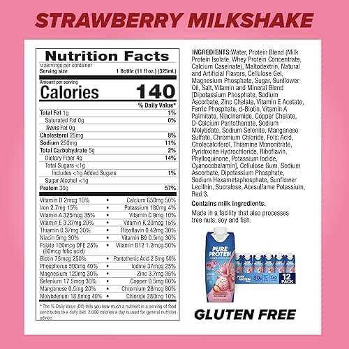 Pure Protein Strawberry Protein Shake, 30g Complete Protein, Ready to Drink and Keto-Friendly, Vitamins A, C, D, and E plus Zinc to Support Immune Health, 11oz Bottles, 12 Pack - Image 2