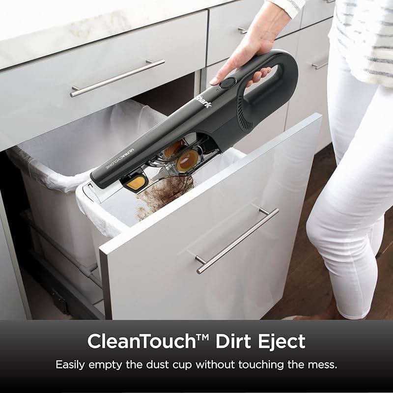 Shark UltraCyclone™ Pet Pro Plus Cordless Hand Vacuum, Powerful Suction, Handheld Vacuum for Car & Home, Pet Power Brush, Crevice Tool, Scrubbing Brush, XL Dust Cup, Black, CH951 - Image 9
