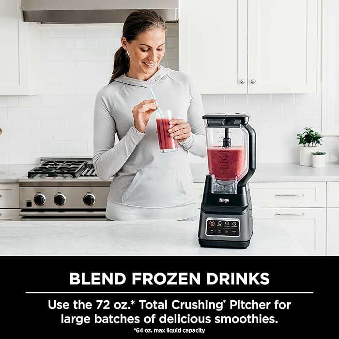 Ninja Professional Plus Blender with Auto-iQ | Smoothie and Ice Cream Maker, Frozen Drink Mixer, Margarita Machine | 3 Auto-iQ Presets, 1400W, 72-oz. Total Crushing Pitcher | Dark Grey | BN701 - Image 2