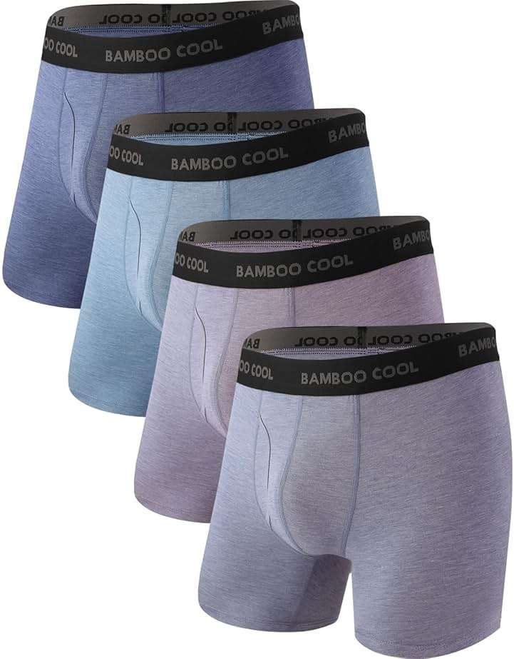 BAMBOO COOL Men's Ultra Breathable Underwear,No Riding Up Boxer Briefs with ComfortFlexible Waistband,Multipack - Image 1