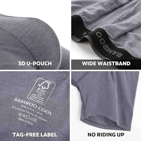 BAMBOO COOL Men's Ultra Breathable Underwear,No Riding Up Boxer Briefs with ComfortFlexible Waistband,Multipack - Image 3