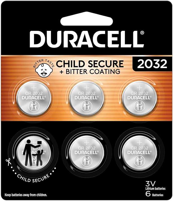 Duracell 2032 Lithium Battery, 6 Count (Pack of 1), Child Safety Features, Compatible with Key Fob, Tea Light Candles and Other Devices, CR2032 Battery - Image 1