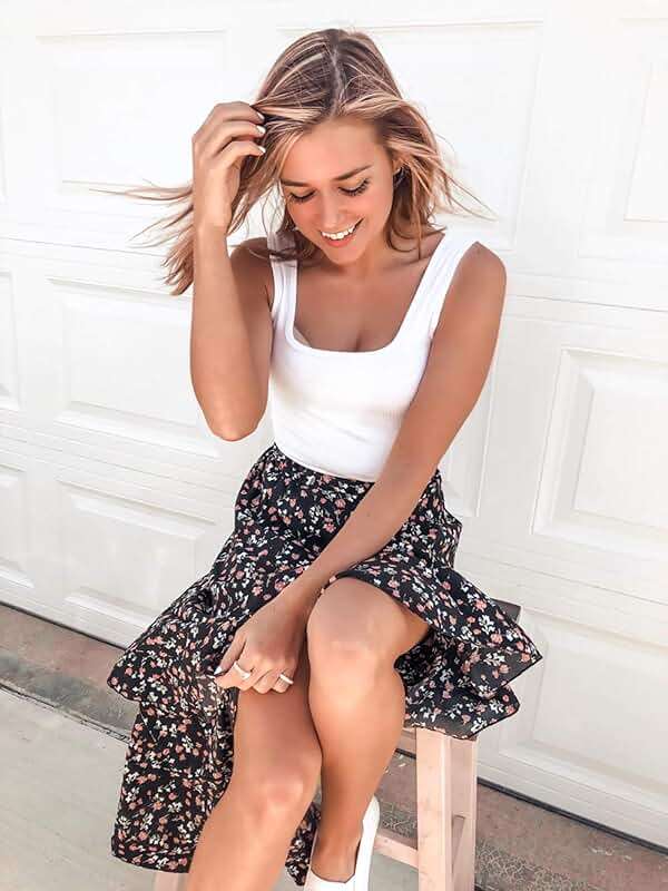 BTFBM Boho Long Skirts For Women 2026 Summer Floral Polka Dot High Low Elastic Waist Slit Ruffle Western Maxi Skirt - Image 2
