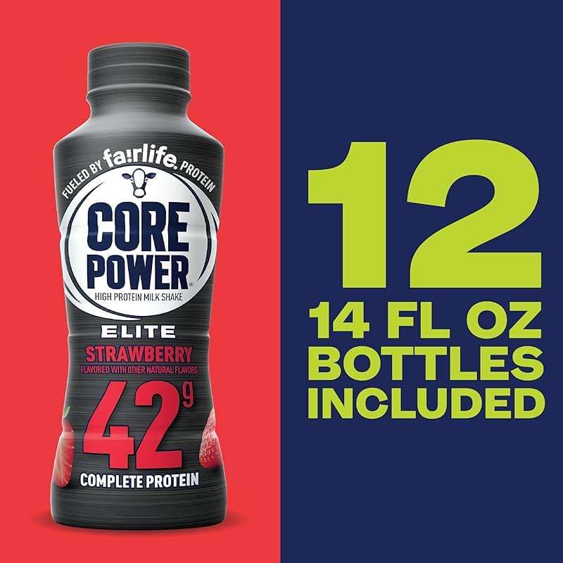 Core Power Fairlife Elite 42g High Protein Milk Shake Bottle , Ready To Drink for Workout Recovery, Strawberry, 14 Fl Oz, Liquid, kosher (Pack of 12) - Image 5