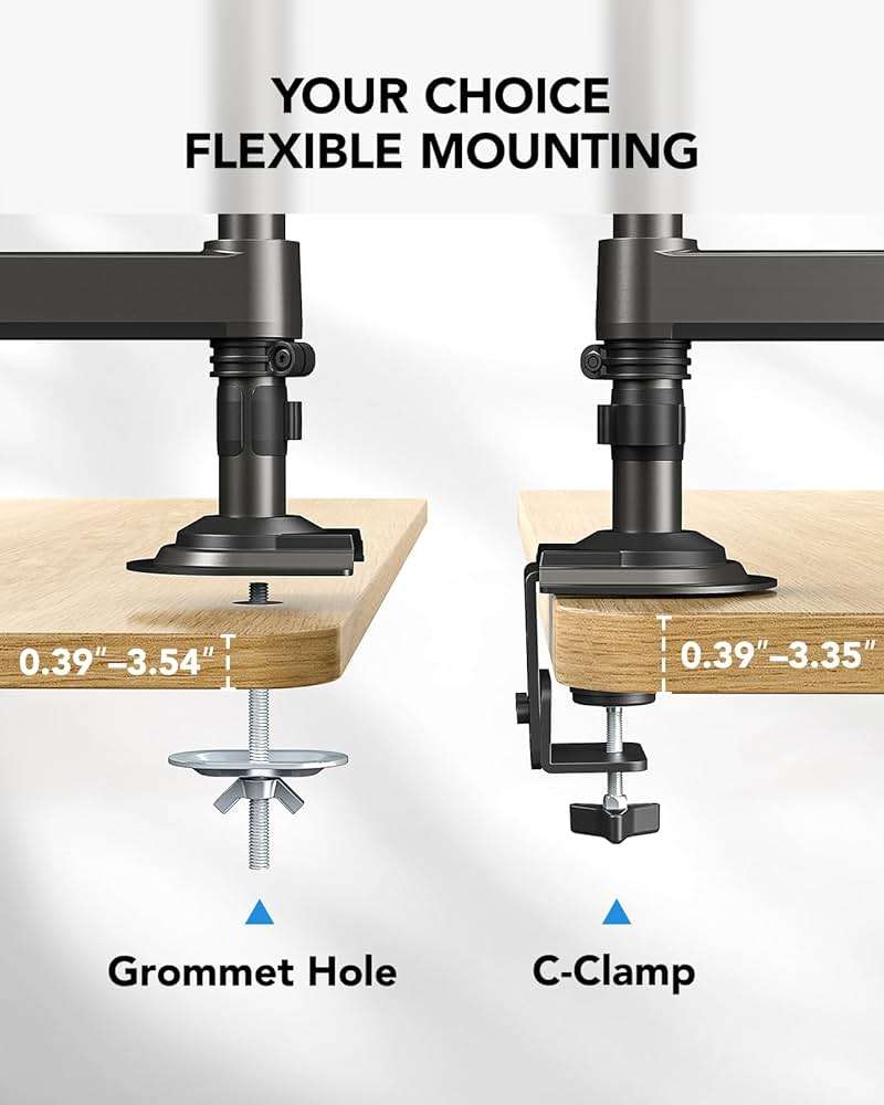 HUANUO 17-32 Inch Dual Monitor Stand, Vertical Dual Monitor Mount, Monitor Stand 2 Monitors, Ergonomic Adjustable Tilt/Swivel/Rotate, Weight Max 19.8 lbs, VESA 75/100mm - Image 7