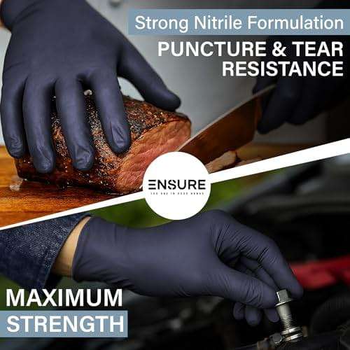 Ensure Black Nitrile Gloves – 5 Mil Heavy-Duty Disposable Gloves, Low Dermatitis, Powder & Latex Free, Chemo-Rated - Image 4