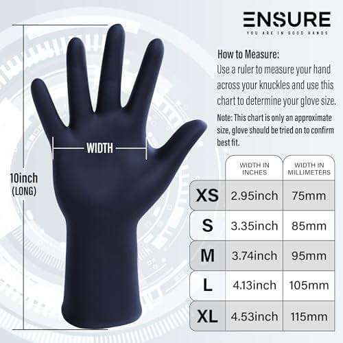 Ensure Black Nitrile Gloves – 5 Mil Heavy-Duty Disposable Gloves, Low Dermatitis, Powder & Latex Free, Chemo-Rated - Image 9