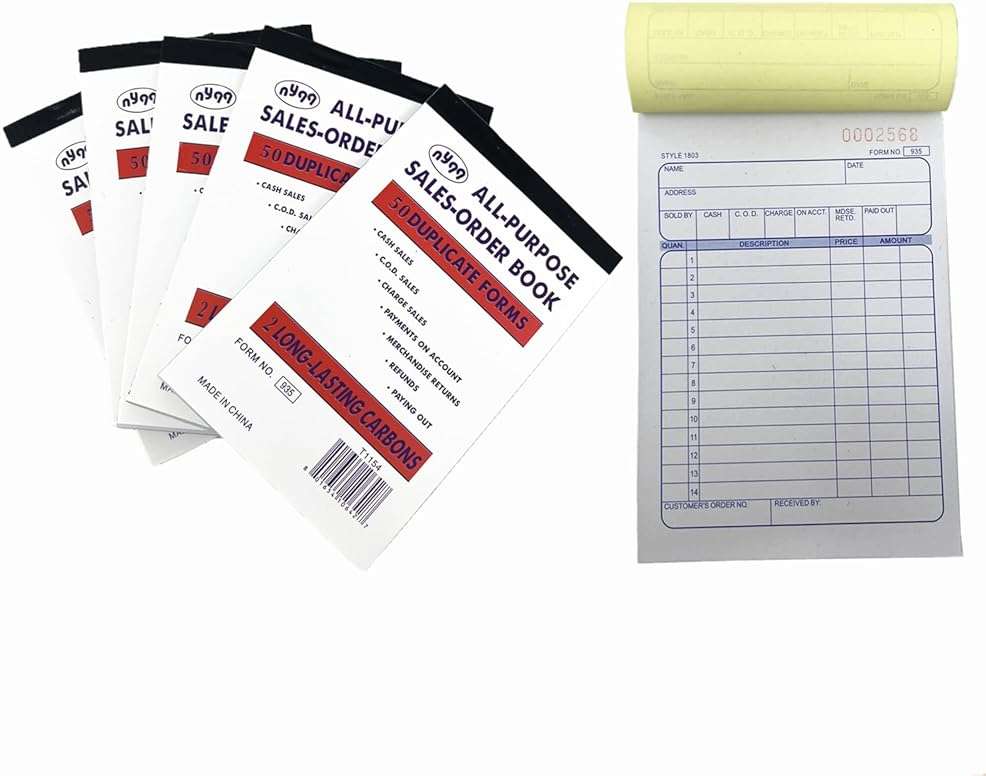 10 Pack Sales Order Book Receipt Invoice Duplicate Carbonless (50 Sets 4.25" X 6.5") - Image 1