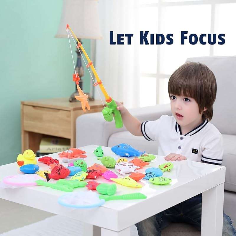 CozyBomB™ Magnetic Fishing Toys Game Set for Kids | Water Table Bathtub Kiddie Pool Party Pole Rod Net, Outdoor Plastic Floating Fish, Toddler Bath Color Ocean Sea Animals Birthday Gift Age 3-5 6 4-8 - Image 5