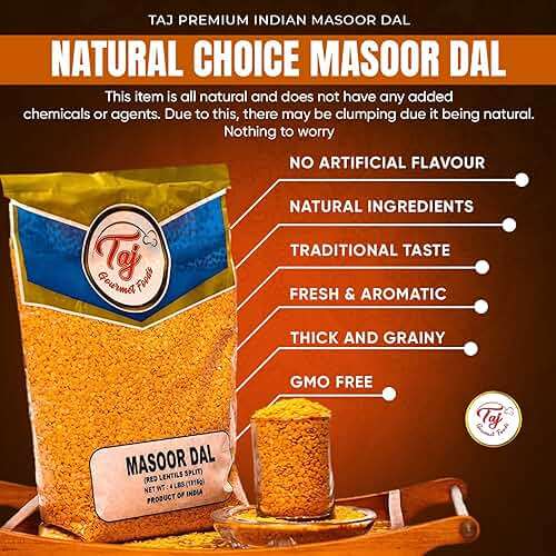 TAJ Premium Indian Masoor Dal, Red Lentils (2-Pounds) - Image 6