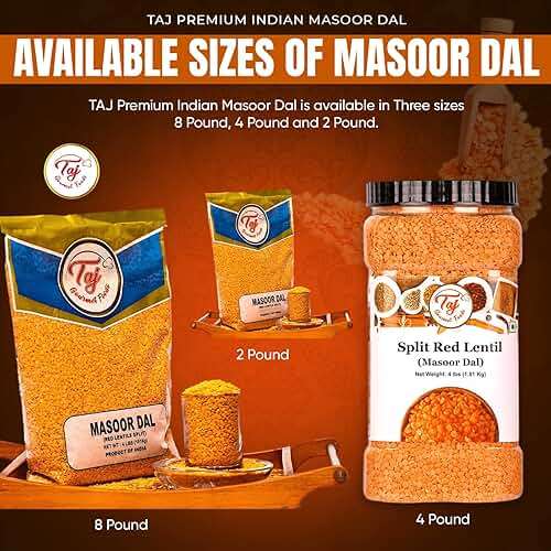 TAJ Premium Indian Masoor Dal, Red Lentils (2-Pounds) - Image 8