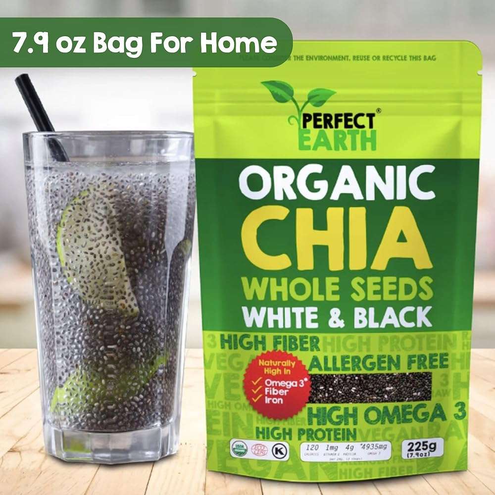 Perfect Earth Chia Seeds - Organic, Gluten-Free, Allergen-Free, Vegan, Keto-Friendly, High in Omega-3, Iron & Protein. for Healthy Lifestyles - 7.9oz Bag - Image 5
