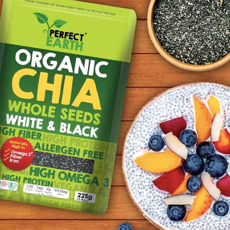 Perfect Earth Chia Seeds - Organic, Gluten-Free, Allergen-Free, Vegan, Keto-Friendly, High in Omega-3, Iron & Protein. for Healthy Lifestyles - 7.9oz Bag - Image 7