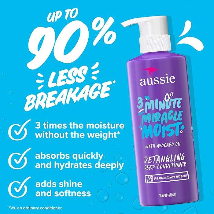 Aussie Miracle Moist Shampoo and Conditioner with 3 Minute Miracle Deep Conditioner, Avocado & Jojoba Oil, Paraben-Free, Moisturizes & Detangles, All Hair Types, Citrus Floral Scent, 3 Pack 68.4 Fl Oz - Image 4