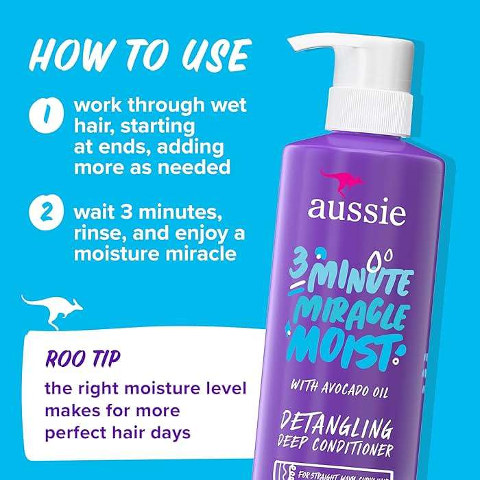 Aussie Miracle Moist Shampoo and Conditioner with 3 Minute Miracle Deep Conditioner, Avocado & Jojoba Oil, Paraben-Free, Moisturizes & Detangles, All Hair Types, Citrus Floral Scent, 3 Pack 68.4 Fl Oz - Image 5