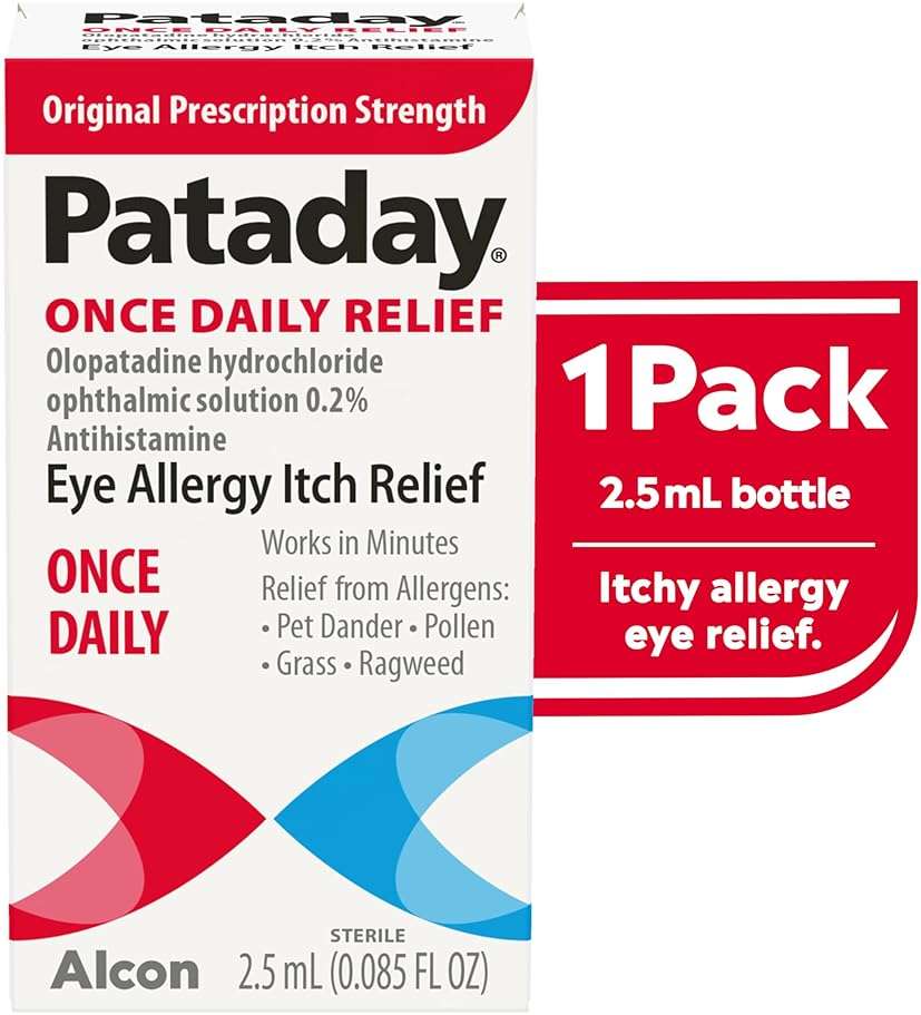 Pataday Once Daily Allergy Itch Relief Eye Drops, 2.5 ml, Olopatadine 0.2% Antihistamine Drops for Itchy Eyes, Targets Pollen, Ragweed, Grass & Pet Dander, Up to 16-Hour Relief - Image 10