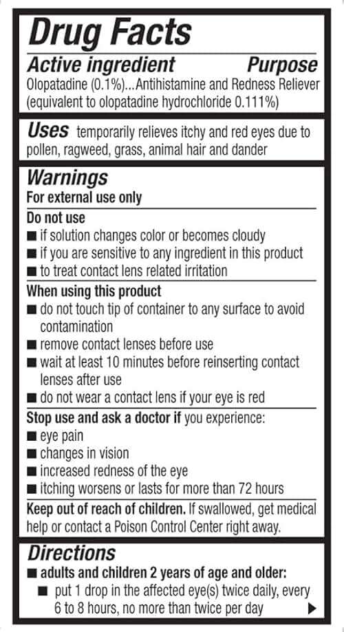 Pataday Twice Daily Allergy Itch Relief Eye Drops, 5 ml, Olopatadine 0.1% Antihistamine Drops for Itchy Eyes & Redness Relief, Targets Pollen, Ragweed, Grass & Pet Dander, Up to 8-Hour Relief - Image 9