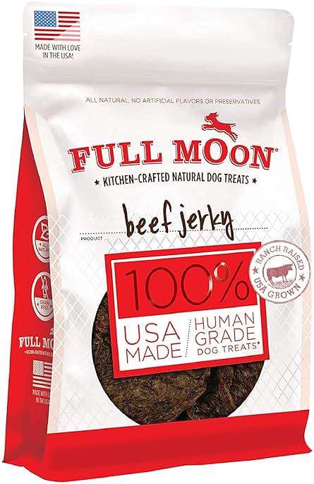 Full Moon Beef Jerky Healthy All Natural Dog Treats Human Grade Made in USA Grain Free 11 oz - Image 1