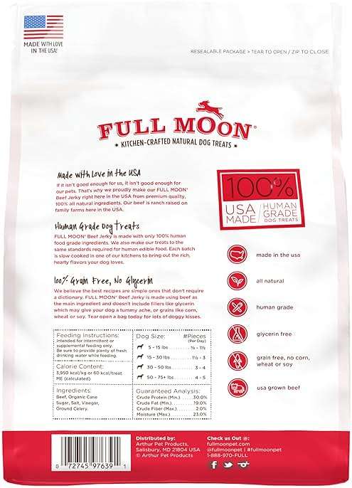 Full Moon Beef Jerky Healthy All Natural Dog Treats Human Grade Made in USA Grain Free 11 oz - Image 3