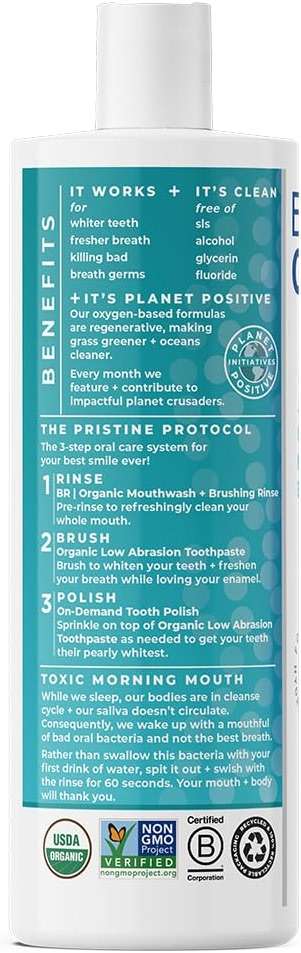 Essential Oxygen Certified BR Organic Brushing Rinse, All Natural Mouthwash for Whiter Teeth, Fresher Breath, and Happier Gums, Alcohol-Free Oral Care, Wintergreen, 16 Ounce - Image 5