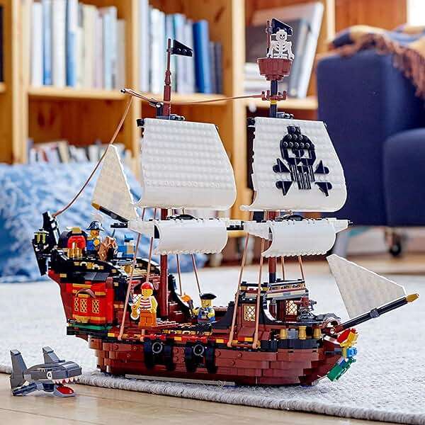 LEGO Creator 3 in 1 Pirate Ship Building Set, Kids can Rebuild The Pirate Ship into an Inn or Skull Island, Features 4 Minifigures and Shark Toy, Makes a Great Gift for Kids Ages 9+ Years Old, 31109 - Image 2