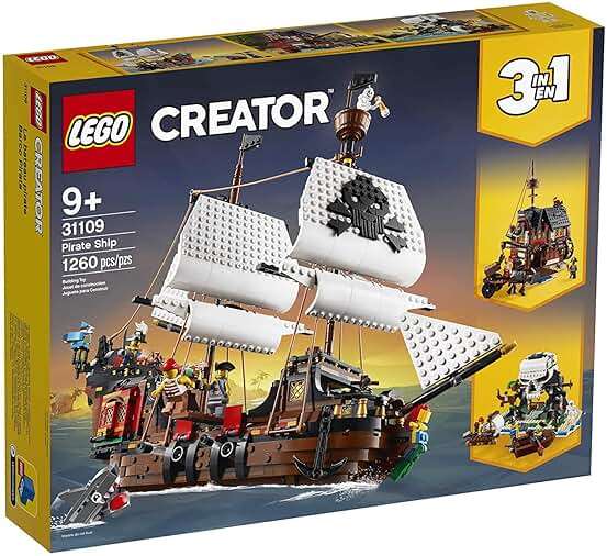 LEGO Creator 3 in 1 Pirate Ship Building Set, Kids can Rebuild The Pirate Ship into an Inn or Skull Island, Features 4 Minifigures and Shark Toy, Makes a Great Gift for Kids Ages 9+ Years Old, 31109 - Image 4