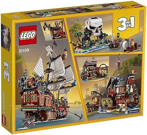 LEGO Creator 3 in 1 Pirate Ship Building Set, Kids can Rebuild The Pirate Ship into an Inn or Skull Island, Features 4 Minifigures and Shark Toy, Makes a Great Gift for Kids Ages 9+ Years Old, 31109 - Image 5