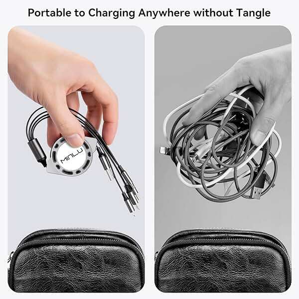 MINLU Multi Charging Cable 4A, 2Pack 4Ft Retractable Multi Fast Charger Cable, Multiple Charging Cord, 4 in 1 Multi USB Cable with Type C/Micro USB Ports for Cell Phones/IP/Galaxy/PS/Tablets/iPads - Image 5
