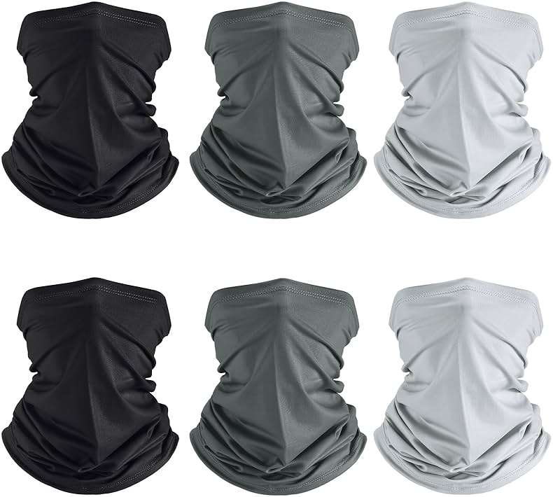 Geyoga 6 Pieces Summer UV Protection Cooling Neck Gaiter Face Clothing Neck Gaiter Mask Scarf Sunscreen Breathable Bandana - Image 1