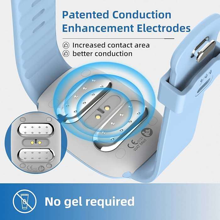 EmeTerm Fashion Anti-Nausea Wristband Relieve Morning Motion Travel Sickness Rechargeable Drug Free Bands without Side Effects - Extra 2pack Conductive Gel (Blue - Extra 2pack Conductive Gel) - Image 4