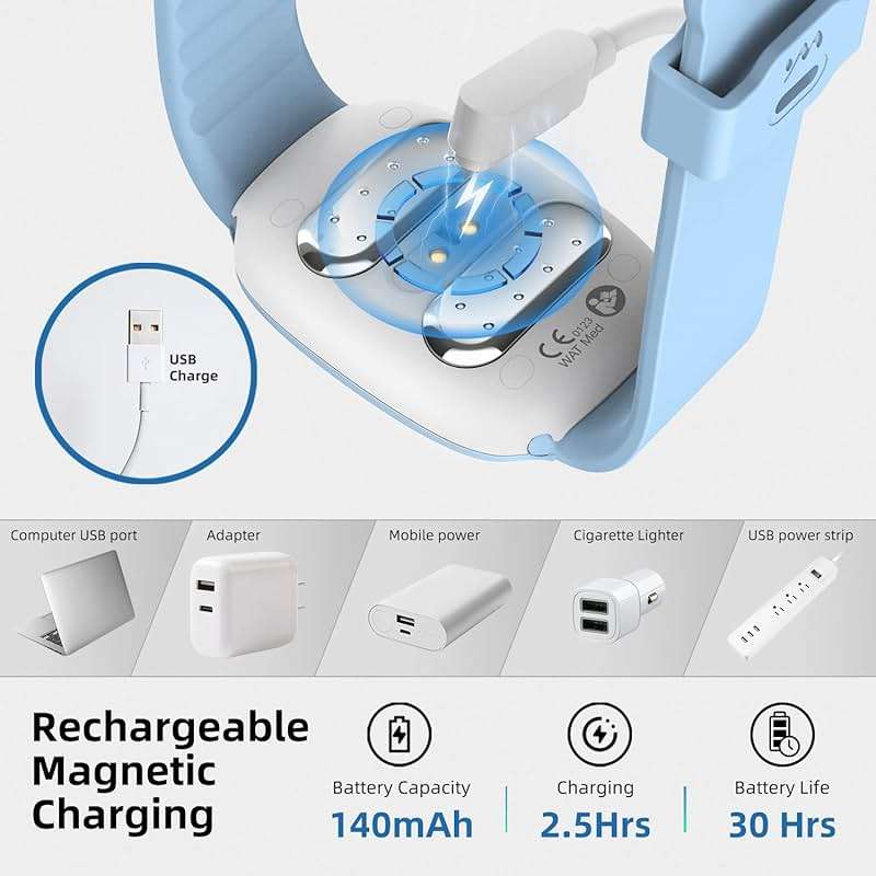 EmeTerm Fashion Anti-Nausea Wristband Relieve Morning Motion Travel Sickness Rechargeable Drug Free Bands without Side Effects - Extra 2pack Conductive Gel (Blue - Extra 2pack Conductive Gel) - Image 5