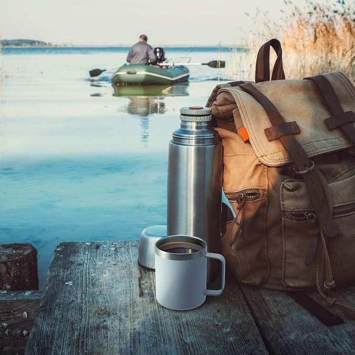 ALOUFEA 12oz Stainless Steel Insulated Coffee Mug with Handle, Double Wall Vacuum Travel Mug, Tumbler Cup with Sliding Lid, Navy - Image 7