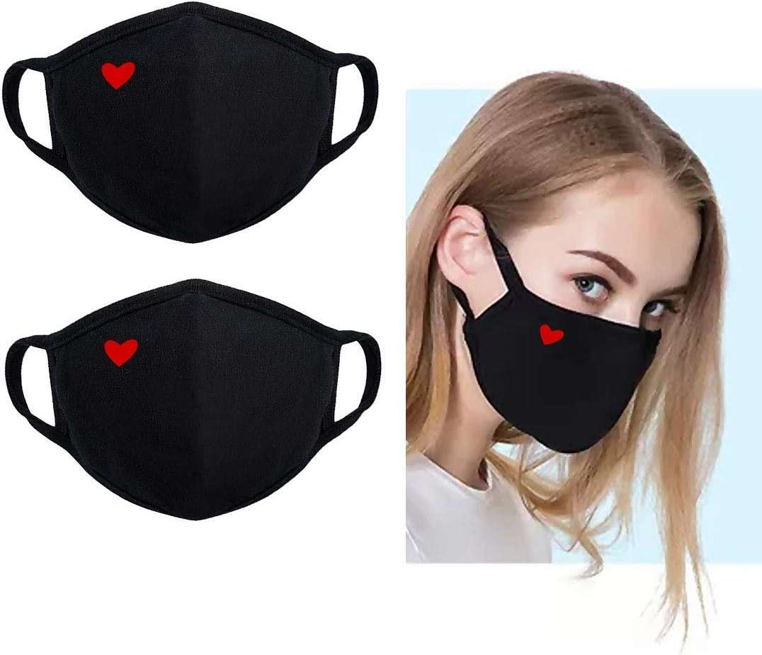 Yiiza Fashion Cute Heart Face Mask - Unisex Organic Cotton Dustproof Mouth Protection - Reusable Warm Windproof for Outdoor Activities - Image 2
