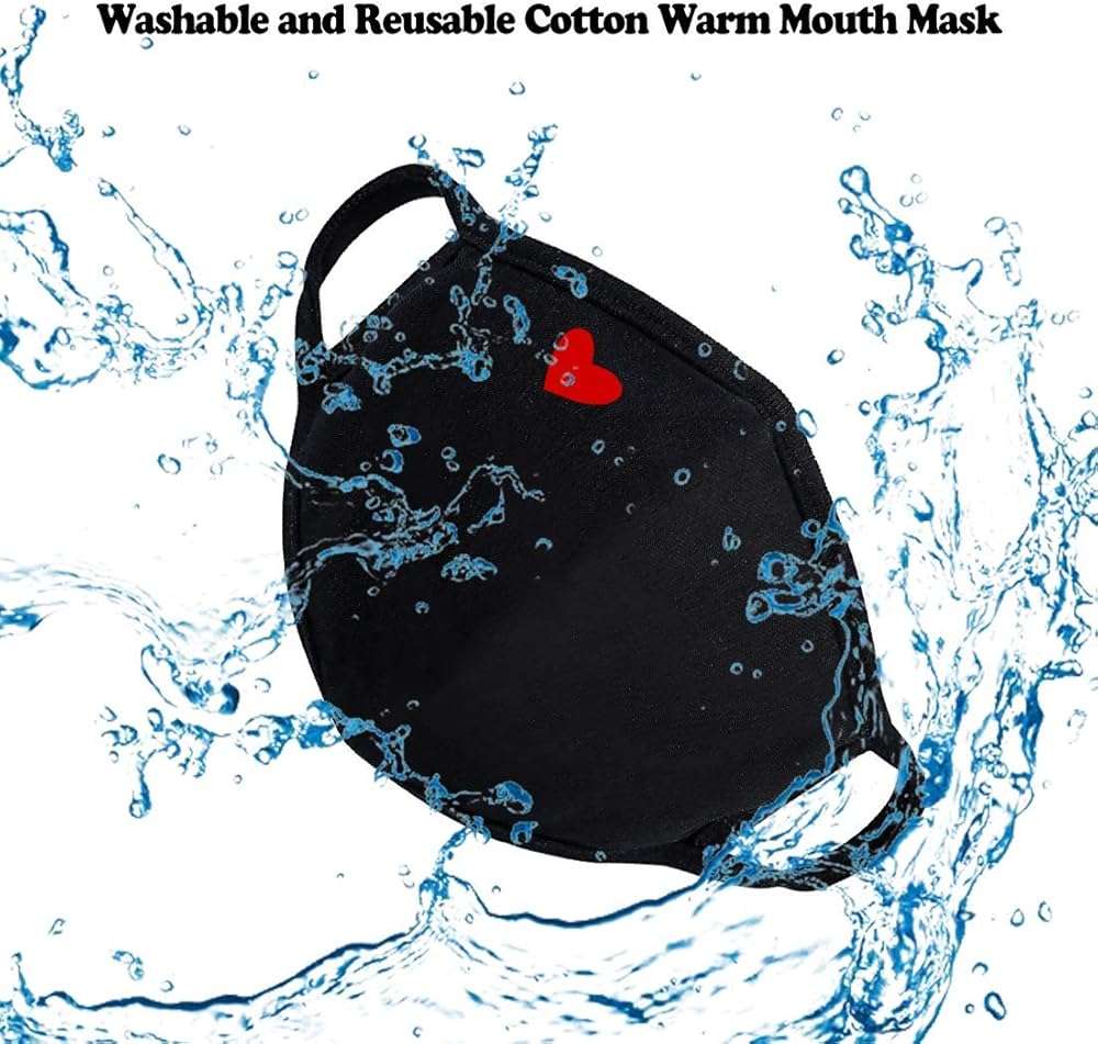 Yiiza Fashion Cute Heart Face Mask - Unisex Organic Cotton Dustproof Mouth Protection - Reusable Warm Windproof for Outdoor Activities - Image 4