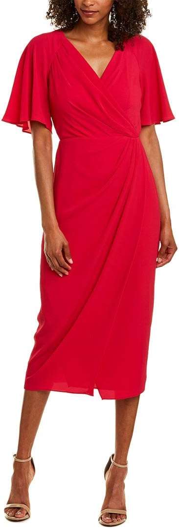 Maggy London Women's Short Flutter Sleeve Faux Wrap Midi Dress - Image 1