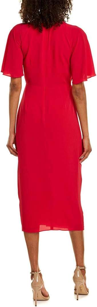 Maggy London Women's Short Flutter Sleeve Faux Wrap Midi Dress - Image 2