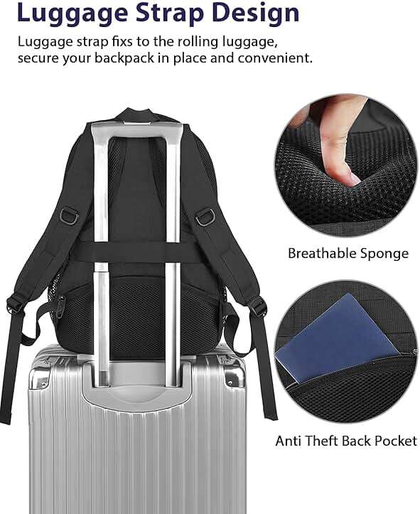 MATEIN 17 Inch Work Laptop Backpack, Large College Computer Bookbag with TSA Laptop Compartment, Water Resistant Business Travel Backpack with Anti Theft Pocket, Graduation Gifts for Men Women - Image 5