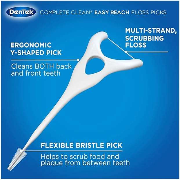 DenTek Complete Clean Easy Reach Floss Picks, No Break & No Shred Floss, 75-Count, 3 Pack - Image 7