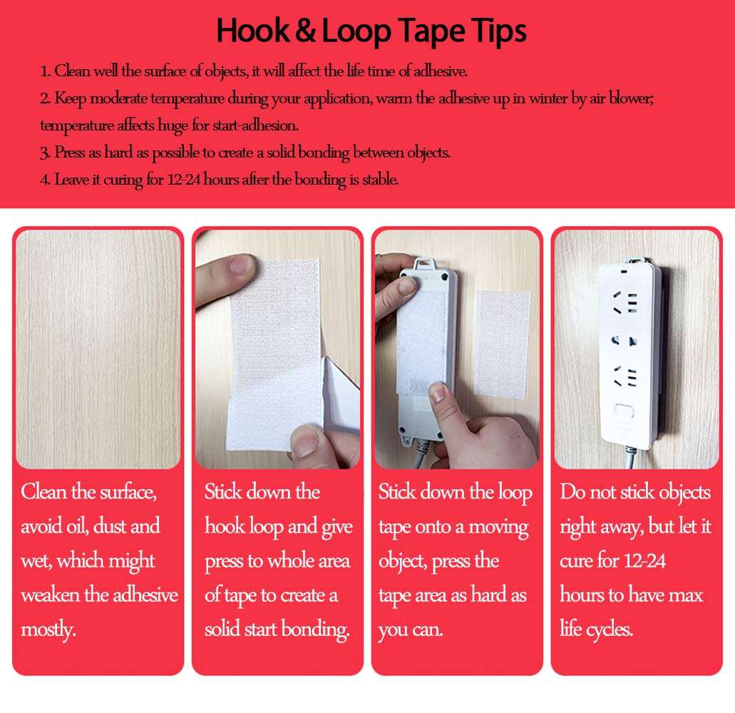 LLPT Hook and Loop Tape 2 Inch x 23 Feet Each Roll Heavy Duty Adhesive Industrial Strength Hook Loop Strip Mounting Tape for Indoor and Outdoor White (HTW230) - Image 8