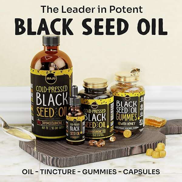 Maju Superfoods Black Seed Oil Capsules - Cold Pressed, 2% Thymoquinone, 100% Turkish Black Cumin Nigella Sativa Seed Oil, Liquid Pure Blackseed 60 Count, 500mg per Capsule - Image 2