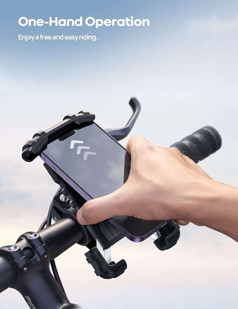 Lamicall Bike Phone Holder, Motorcycle Mount - Motorcycle Phone Holder, Handlebar Cell Phone Clamp, E-Bike Scooter Phone Clip for iPhone 17 Air Pro Max, 16 15 Plus, S20, 4.7 to 6.8" Smartphones - Image 2