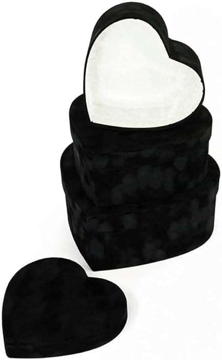 UNIKPACKAGING Premium Quality Heart Shaped Velvet Flower Boxes, SET OF 3, Gift Boxes for Luxury Flower and Gift Arrangements, with Lids, (Black) - Image 5