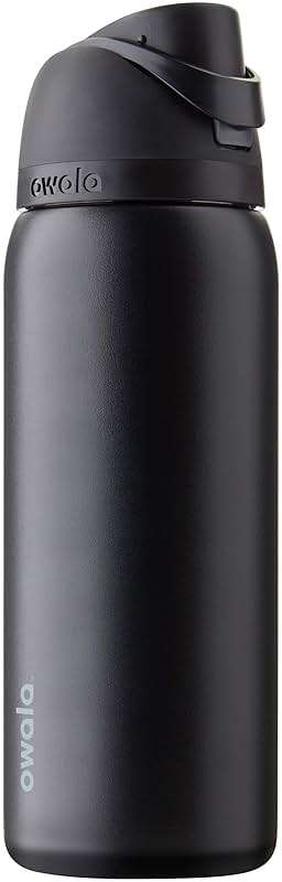 Owala FreeSip Insulated Stainless Steel Water Bottle with Straw, BPA-Free Sports Water Bottle, Great for Travel, 32 Oz, Very, Very Dark - Image 1